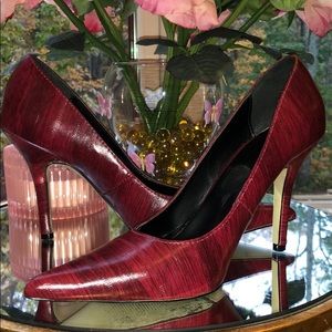 Joey red vegan leather pumps